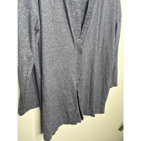 Cuddl Duds Soft Cardigan Sweater Petite Large Heather Navy Blue Loungewear Top - Picture 4 of 9